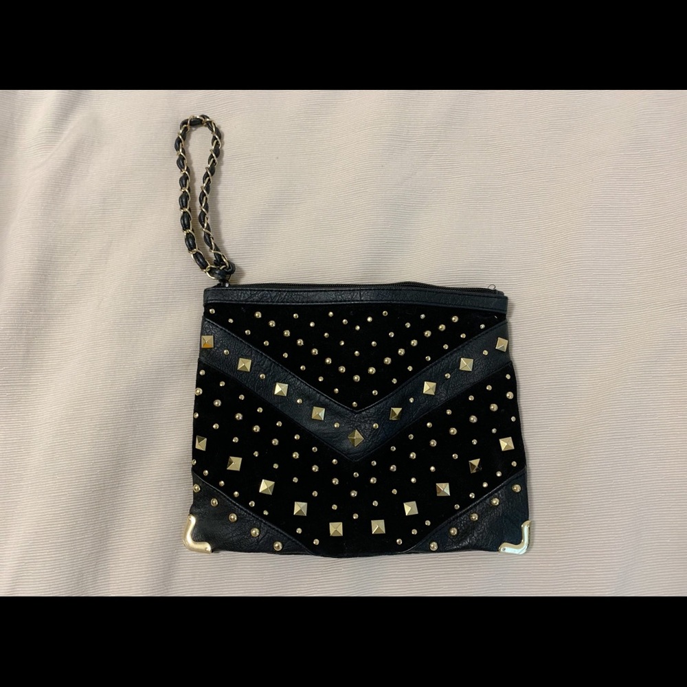 Vintage Black Clutch with Gold Studs